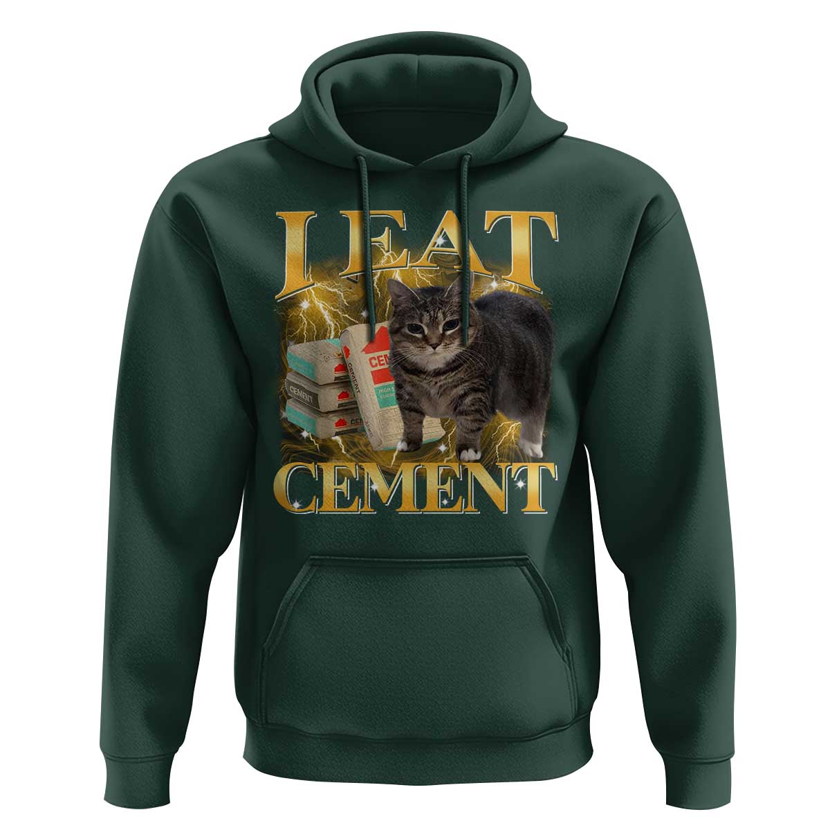 I Eat Cement Cat Meme Hoodie Funny Internet Memes Bootleg Cursed Cat Lovers - Wonder Print Shop