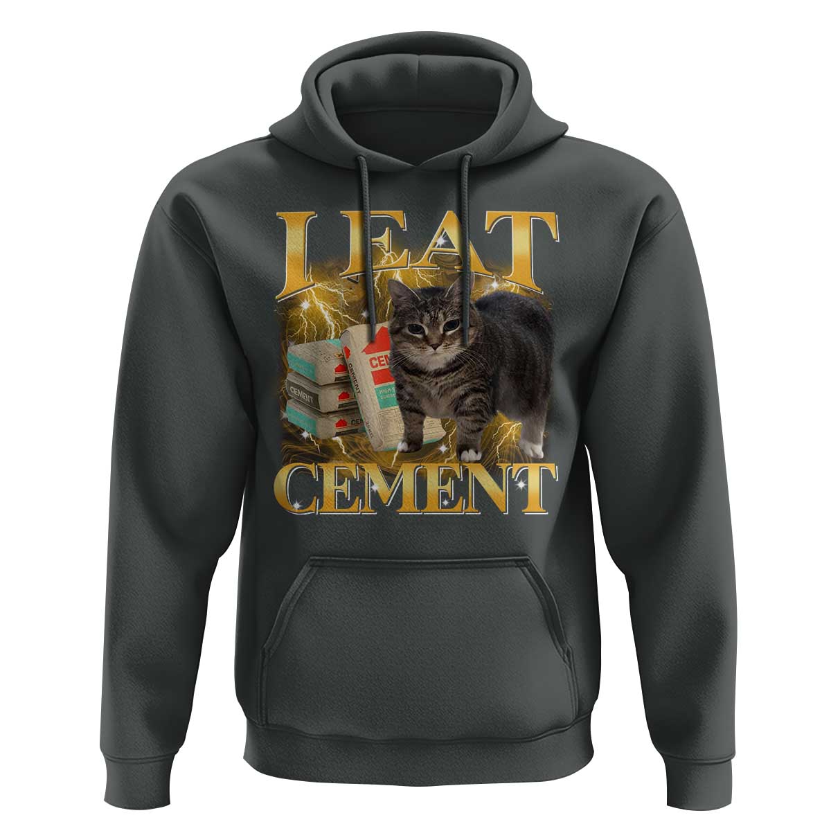 I Eat Cement Cat Meme Hoodie Funny Internet Memes Bootleg Cursed Cat Lovers - Wonder Print Shop