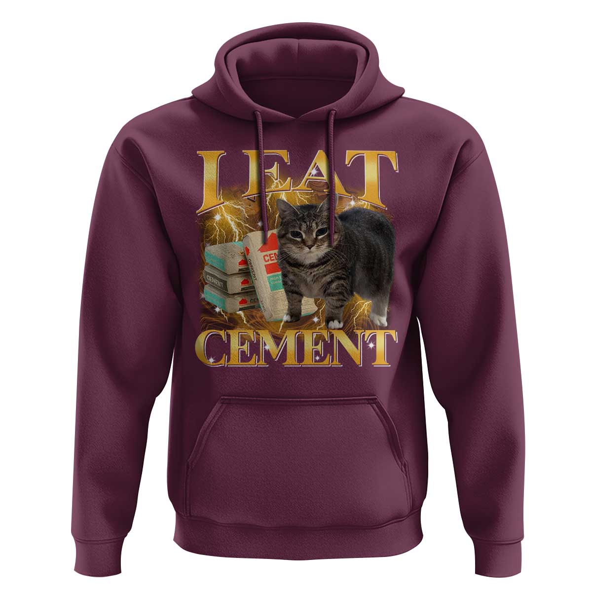 I Eat Cement Cat Meme Hoodie Funny Internet Memes Bootleg Cursed Cat Lovers - Wonder Print Shop
