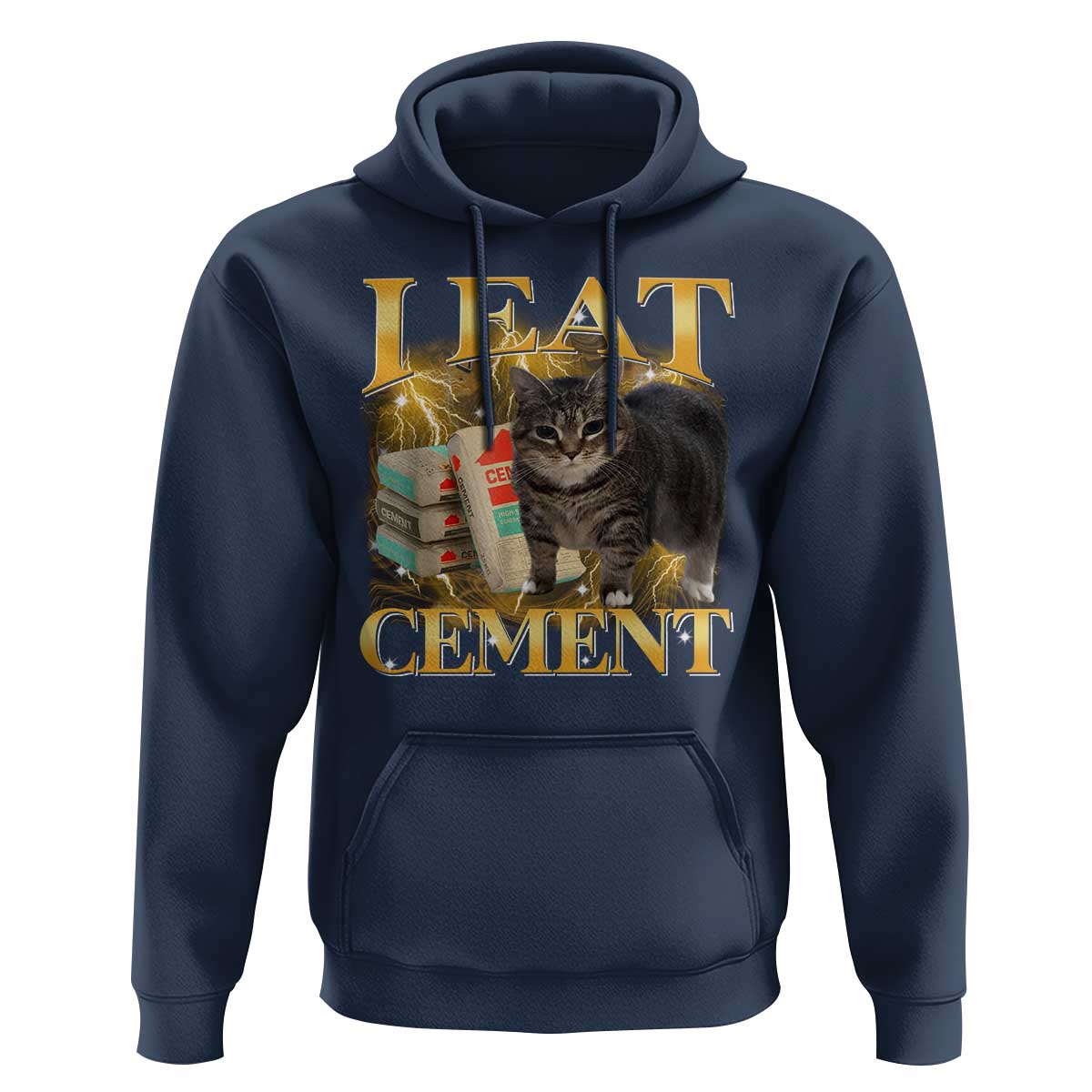 I Eat Cement Cat Meme Hoodie Funny Internet Memes Bootleg Cursed Cat Lovers - Wonder Print Shop