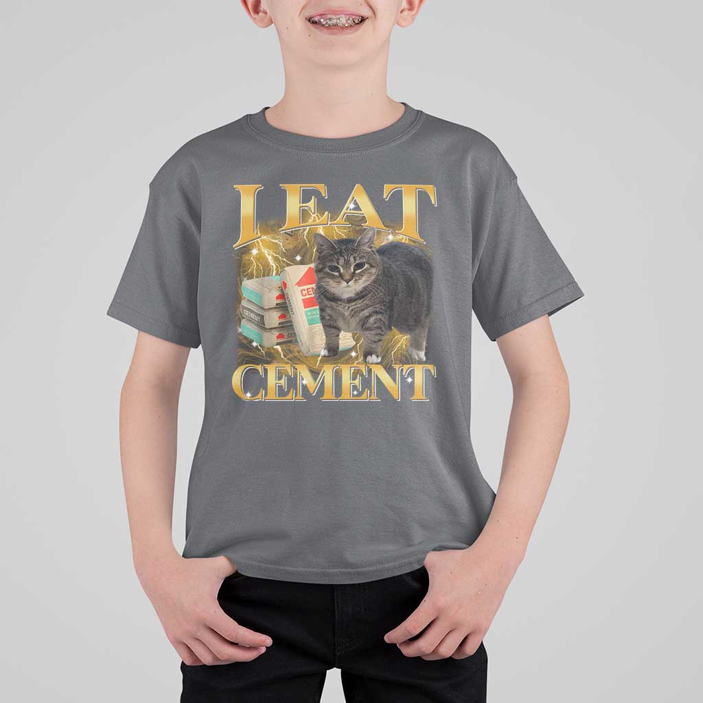 I Eat Cement Cat Meme T Shirt For Kid Funny Internet Memes Bootleg Cursed Cat Lovers - Wonder Print Shop