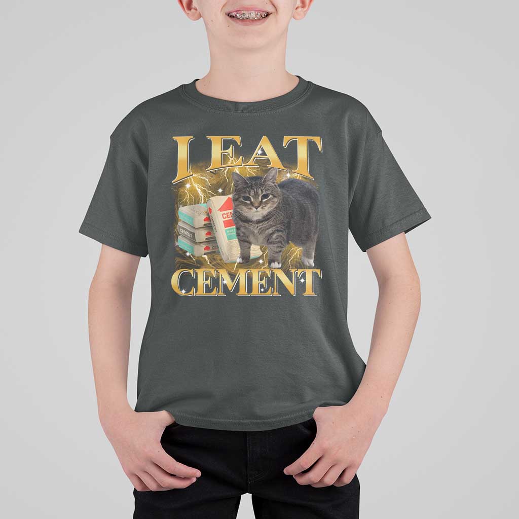 I Eat Cement Cat Meme T Shirt For Kid Funny Internet Memes Bootleg Cursed Cat Lovers - Wonder Print Shop