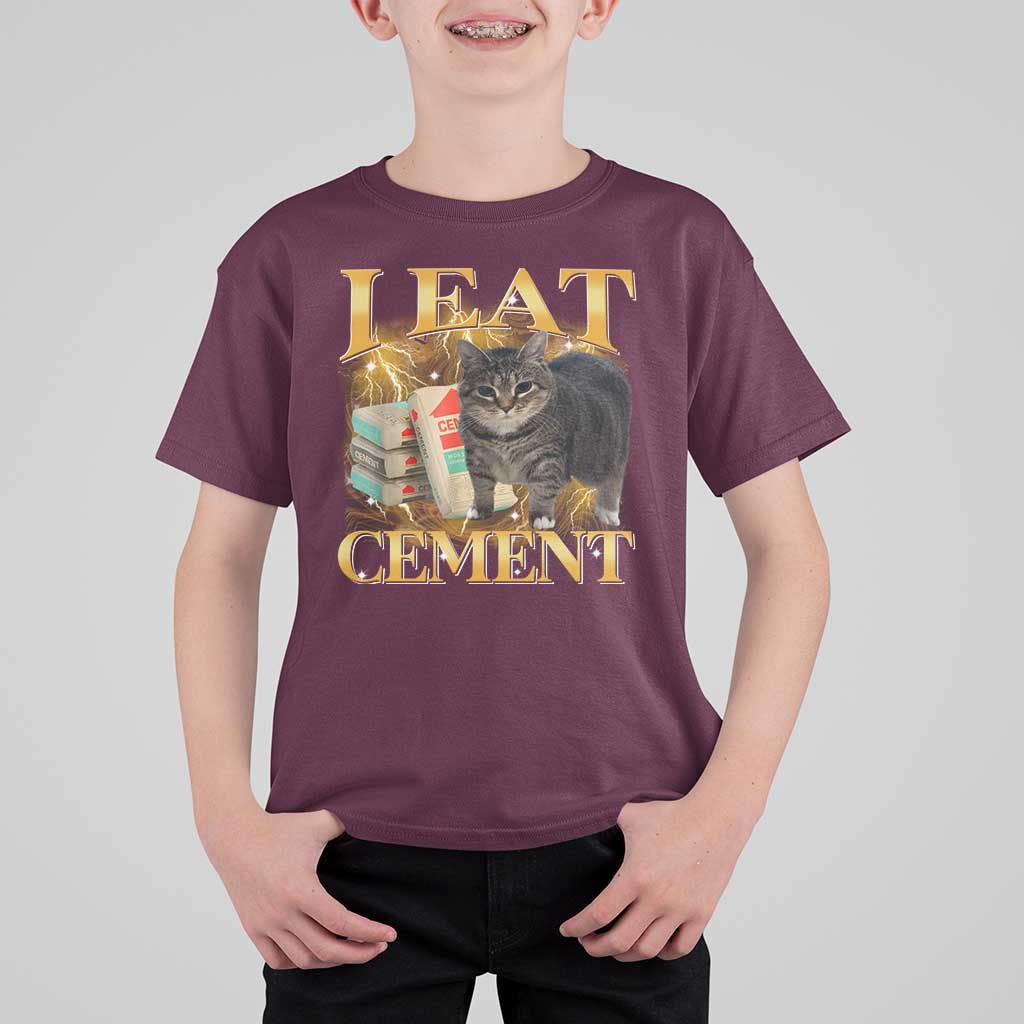 I Eat Cement Cat Meme T Shirt For Kid Funny Internet Memes Bootleg Cursed Cat Lovers - Wonder Print Shop