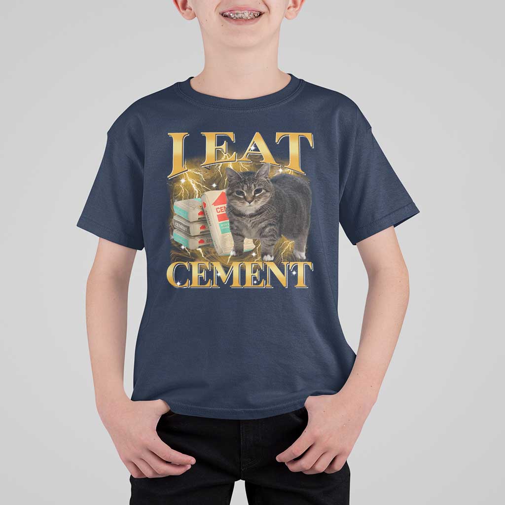 I Eat Cement Cat Meme T Shirt For Kid Funny Internet Memes Bootleg Cursed Cat Lovers - Wonder Print Shop