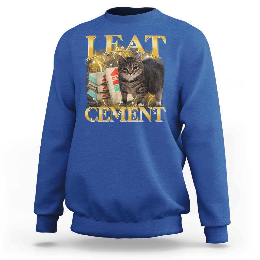 I Eat Cement Cat Meme Sweatshirt Funny Internet Memes Bootleg Cursed Cat Lovers - Wonder Print Shop