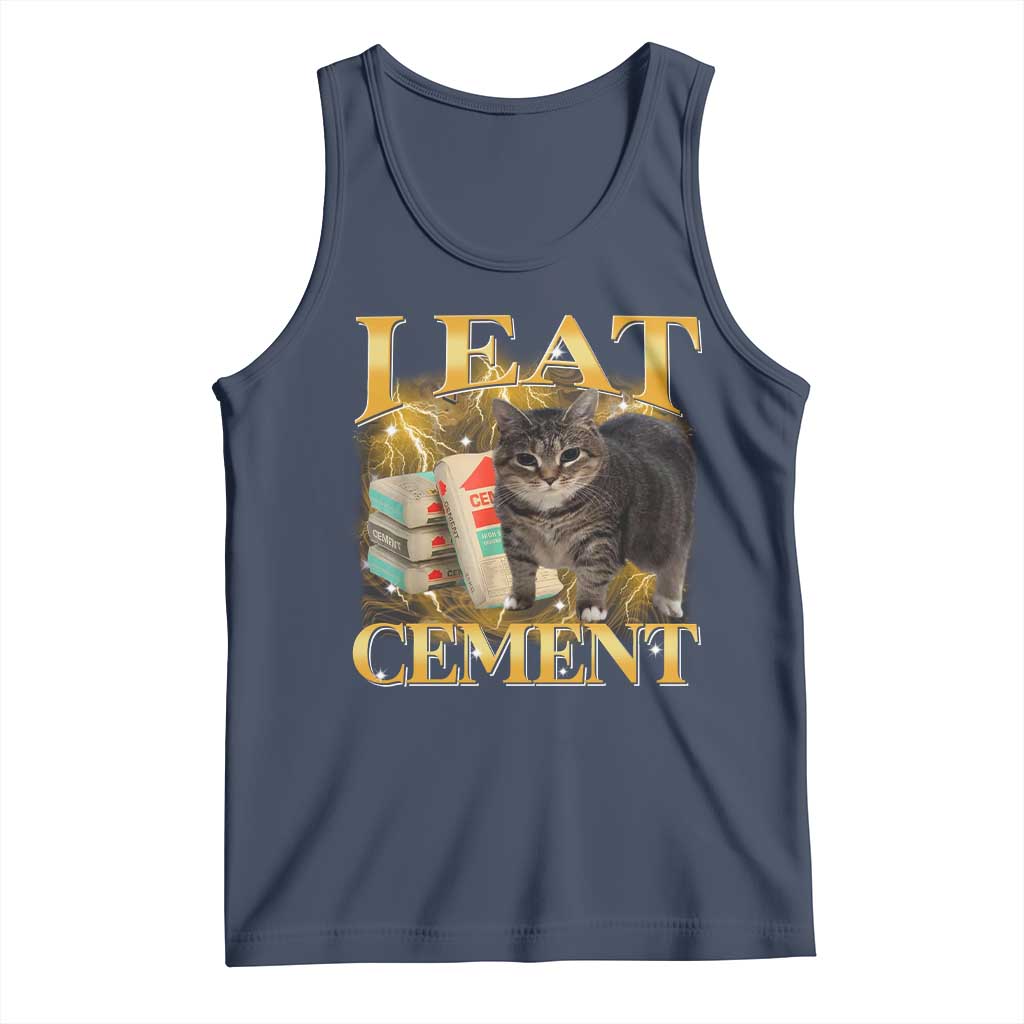 I Eat Cement Cat Meme Tank Top Funny Internet Memes Bootleg Cursed Cat Lovers - Wonder Print Shop