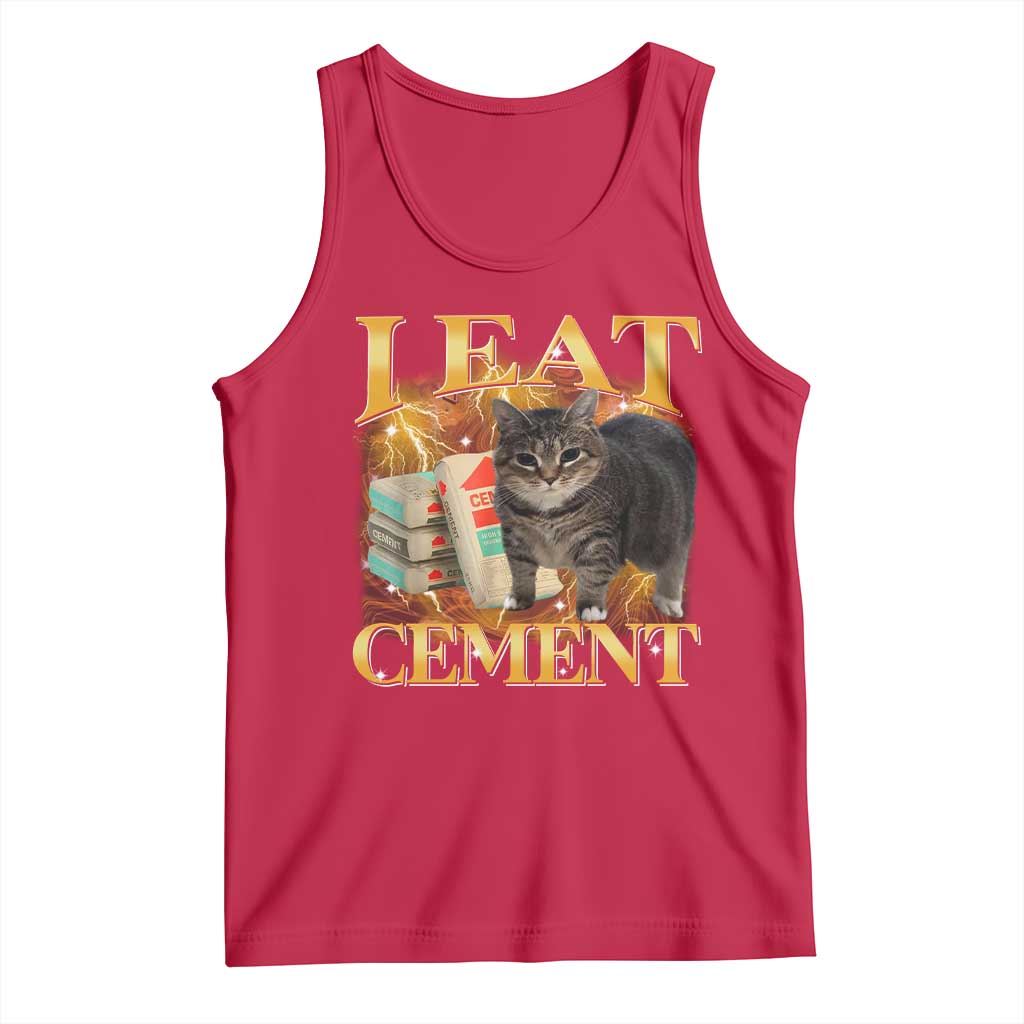 I Eat Cement Cat Meme Tank Top Funny Internet Memes Bootleg Cursed Cat Lovers - Wonder Print Shop