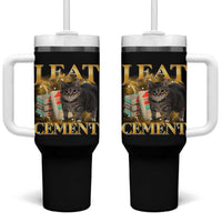 I Eat Cement Cat Meme Tumbler With Handle Funny Internet Memes Bootleg Cursed Cat Lovers - Wonder Print Shop