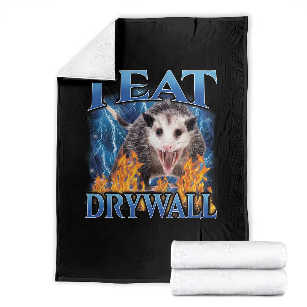 Possum Meme Throw Blanket I Eat Drywall Opossum Funny Weird Cursed Internet Memes - Wonder Print Shop