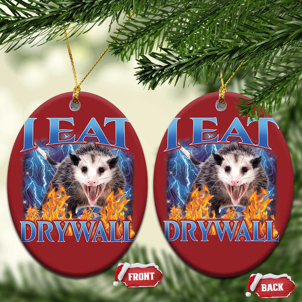 Possum Meme Christmas Ornament I Eat Drywall Opossum Funny Weird Cursed Internet Memes - Wonder Print Shop