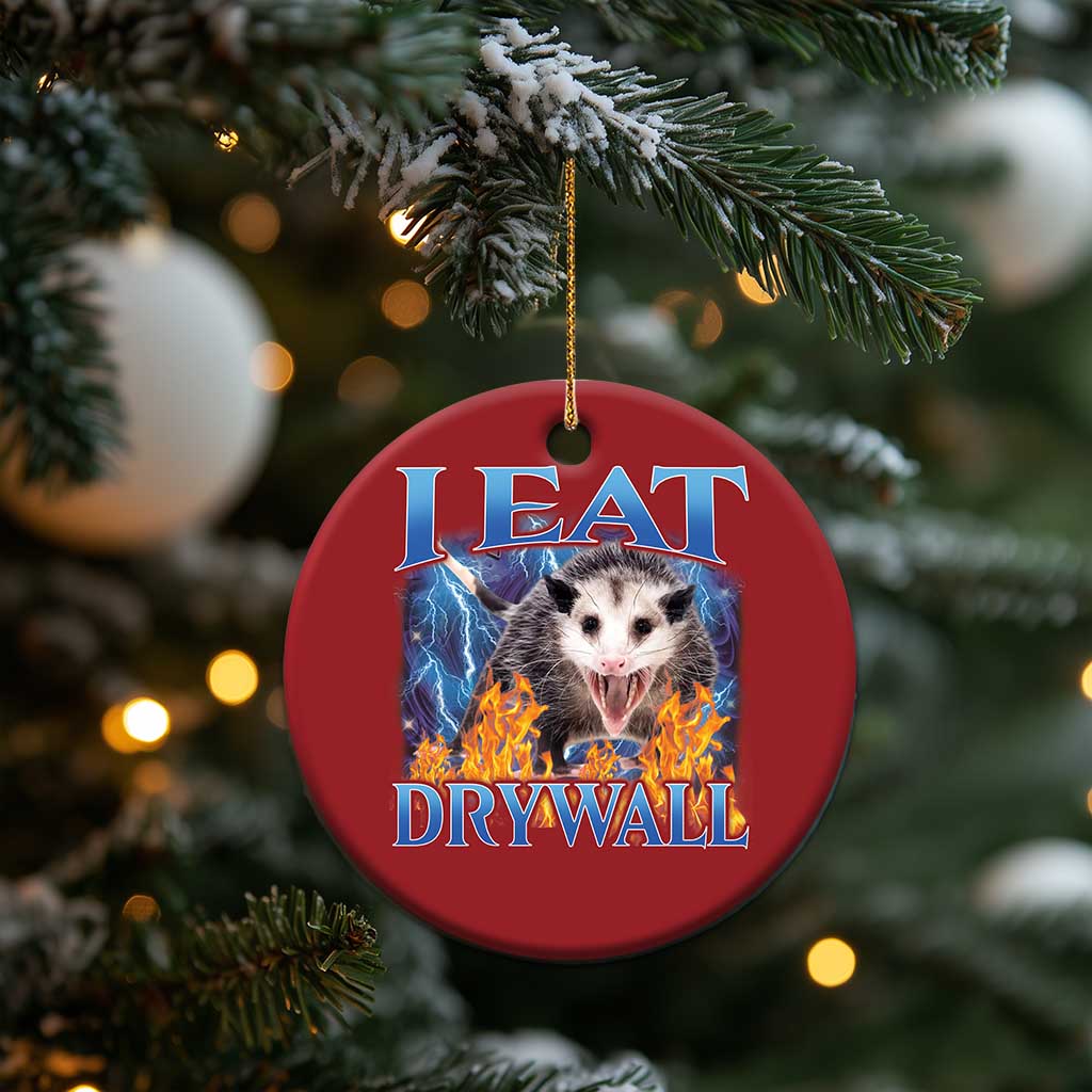 Possum Meme Christmas Ornament I Eat Drywall Opossum Funny Weird Cursed Internet Memes - Wonder Print Shop