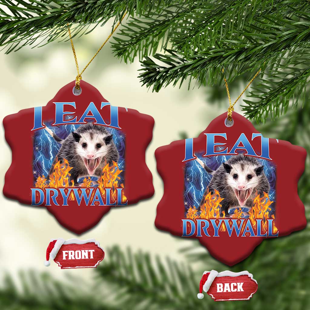 Possum Meme Christmas Ornament I Eat Drywall Opossum Funny Weird Cursed Internet Memes - Wonder Print Shop