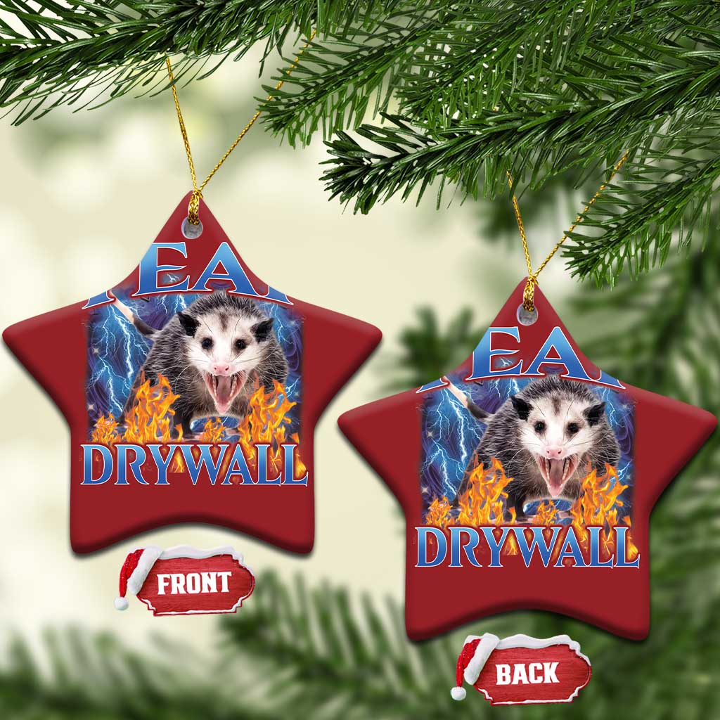 Possum Meme Christmas Ornament I Eat Drywall Opossum Funny Weird Cursed Internet Memes - Wonder Print Shop