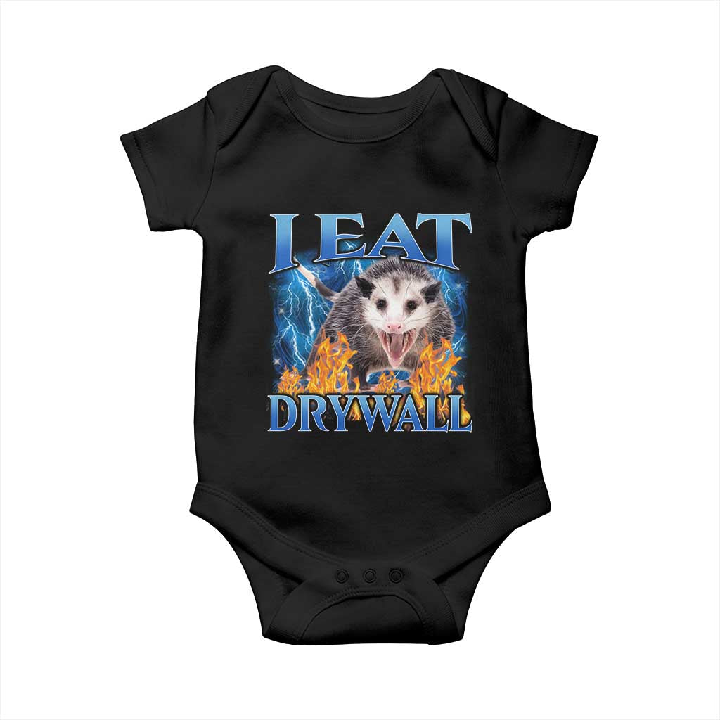Possum Meme Baby Onesie I Eat Drywall Opossum Funny Weird Cursed Internet Memes - Wonder Print Shop