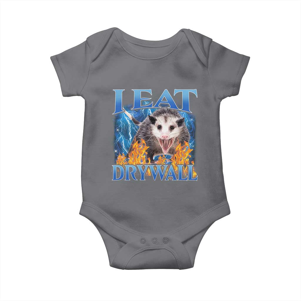 Possum Meme Baby Onesie I Eat Drywall Opossum Funny Weird Cursed Internet Memes - Wonder Print Shop