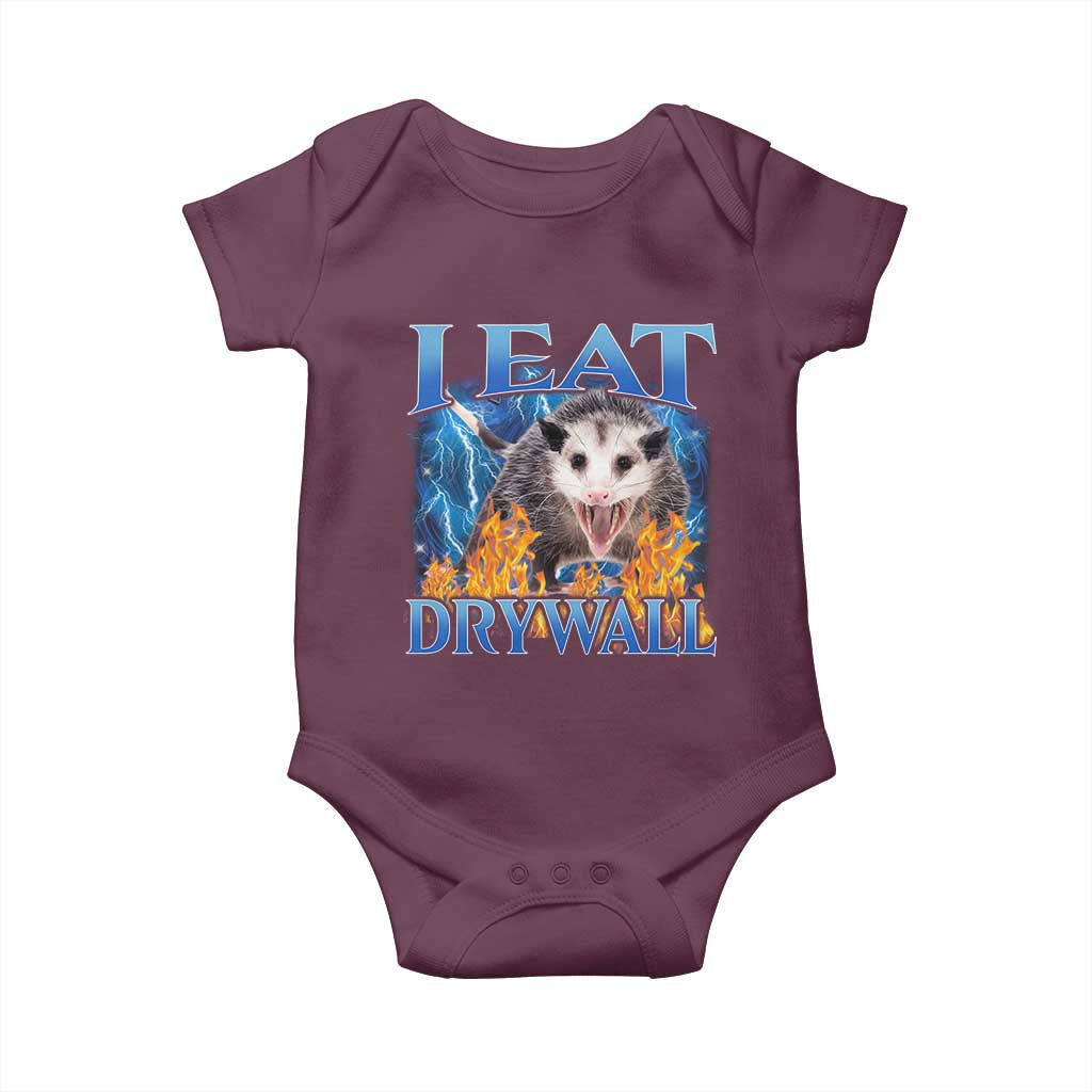 Possum Meme Baby Onesie I Eat Drywall Opossum Funny Weird Cursed Internet Memes - Wonder Print Shop