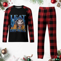 Possum Meme Plaid Pajama Set I Eat Drywall Opossum Funny Weird Cursed Internet Memes - Wonder Print Shop