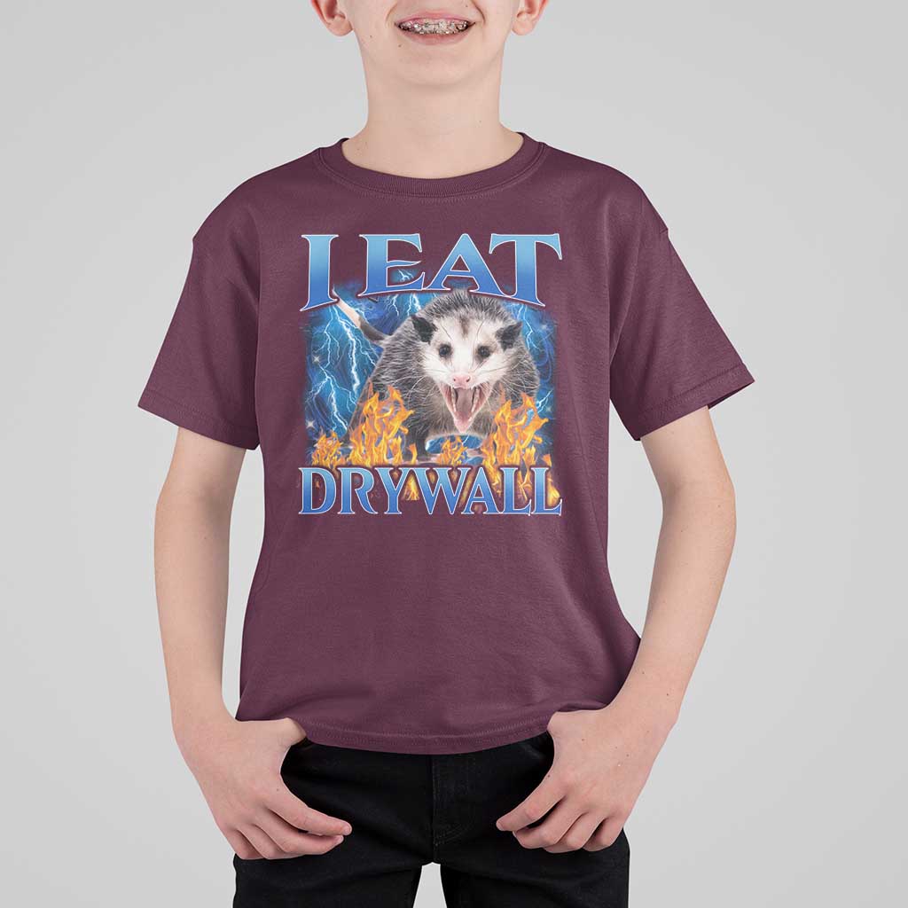 Possum Meme T Shirt For Kid I Eat Drywall Opossum Funny Weird Cursed Internet Memes - Wonder Print Shop