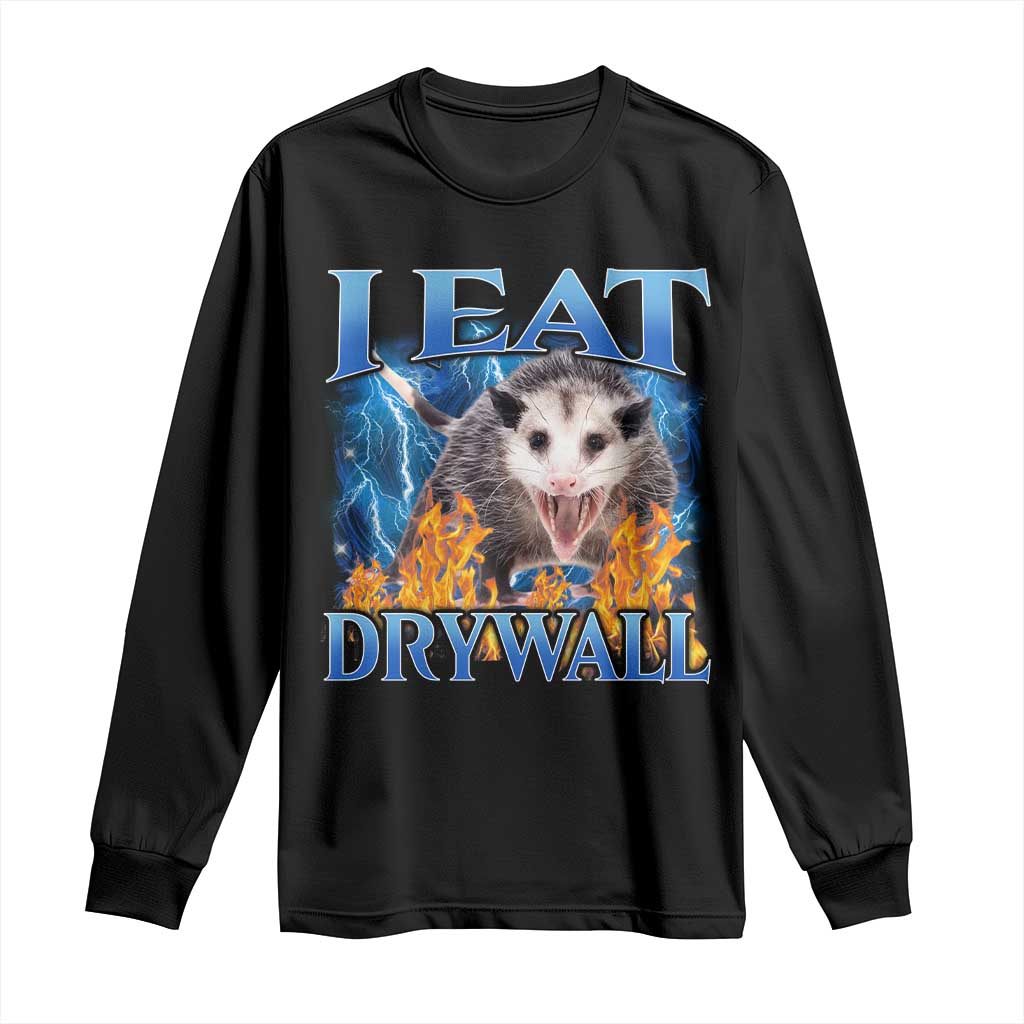 Possum Meme Long Sleeve Shirt I Eat Drywall Opossum Funny Weird Cursed Internet Memes - Wonder Print Shop