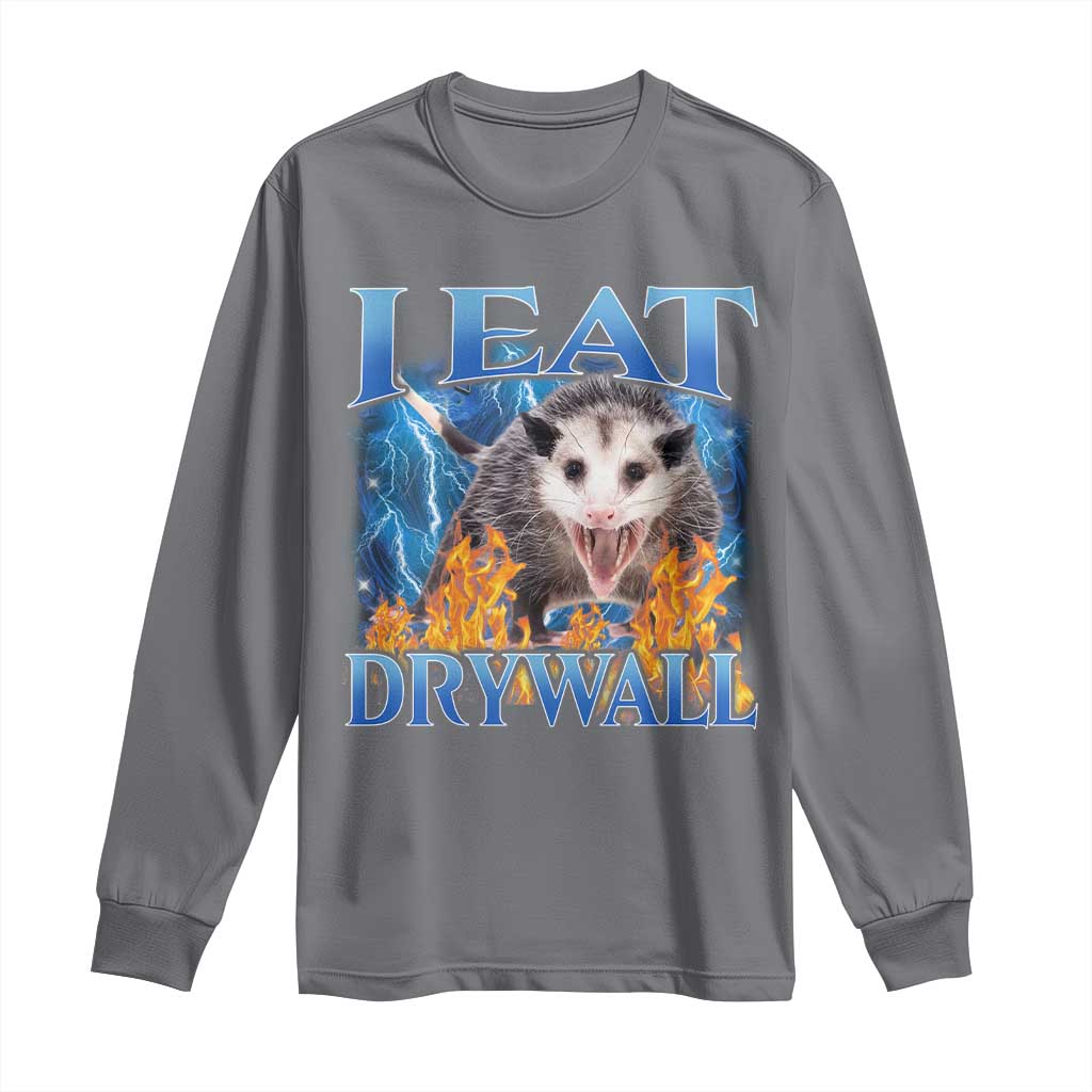 Possum Meme Long Sleeve Shirt I Eat Drywall Opossum Funny Weird Cursed Internet Memes - Wonder Print Shop