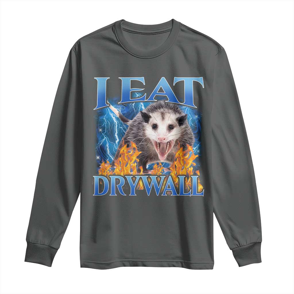 Possum Meme Long Sleeve Shirt I Eat Drywall Opossum Funny Weird Cursed Internet Memes - Wonder Print Shop