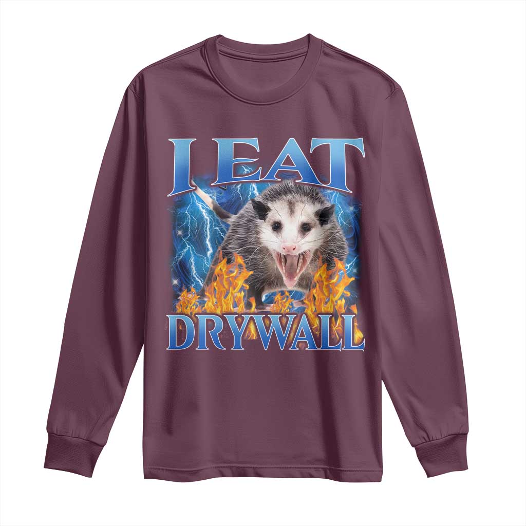 Possum Meme Long Sleeve Shirt I Eat Drywall Opossum Funny Weird Cursed Internet Memes - Wonder Print Shop