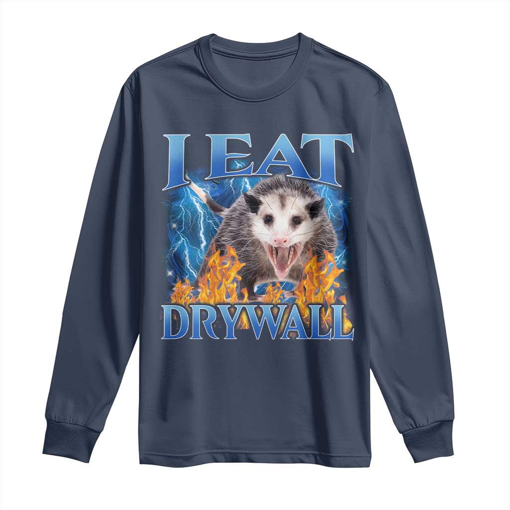 Possum Meme Long Sleeve Shirt I Eat Drywall Opossum Funny Weird Cursed Internet Memes - Wonder Print Shop