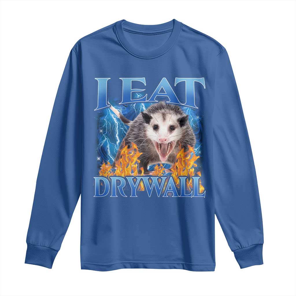 Possum Meme Long Sleeve Shirt I Eat Drywall Opossum Funny Weird Cursed Internet Memes - Wonder Print Shop