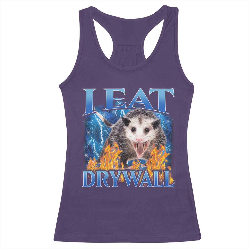 Possum Meme Racerback Tank Top I Eat Drywall Opossum Funny Weird Cursed Internet Memes - Wonder Print Shop