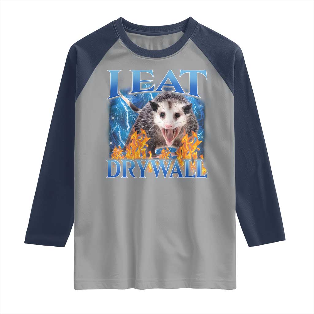 Possum Meme Raglan Shirt I Eat Drywall Opossum Funny Weird Cursed Internet Memes - Wonder Print Shop