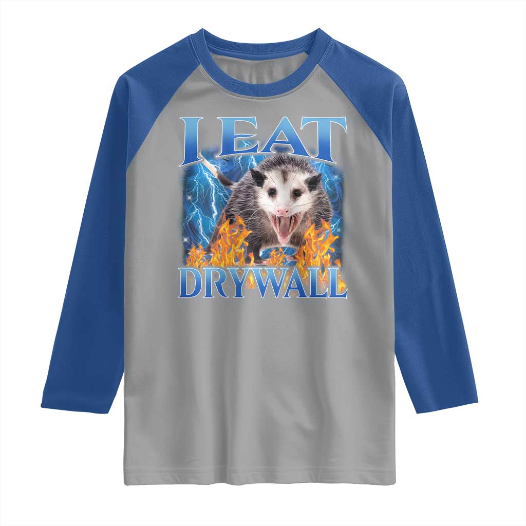 Possum Meme Raglan Shirt I Eat Drywall Opossum Funny Weird Cursed Internet Memes - Wonder Print Shop