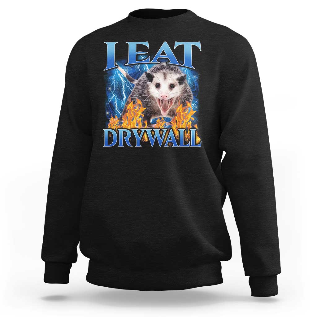 Possum Meme Sweatshirt I Eat Drywall Opossum Funny Weird Cursed Internet Memes - Wonder Print Shop
