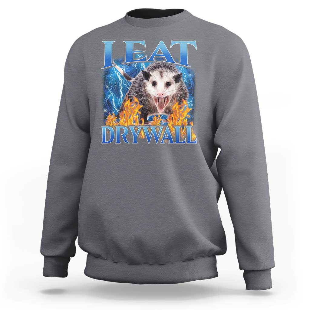 Possum Meme Sweatshirt I Eat Drywall Opossum Funny Weird Cursed Internet Memes - Wonder Print Shop