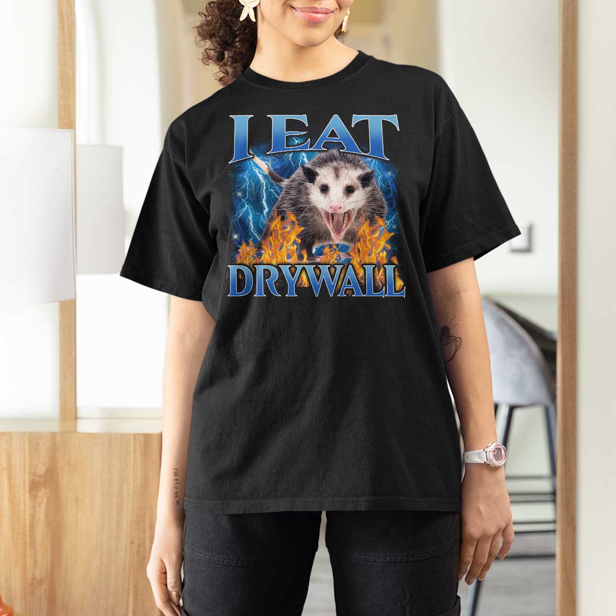Possum Meme T Shirt For Women I Eat Drywall Opossum Funny Weird Cursed Internet Memes - Wonder Print Shop