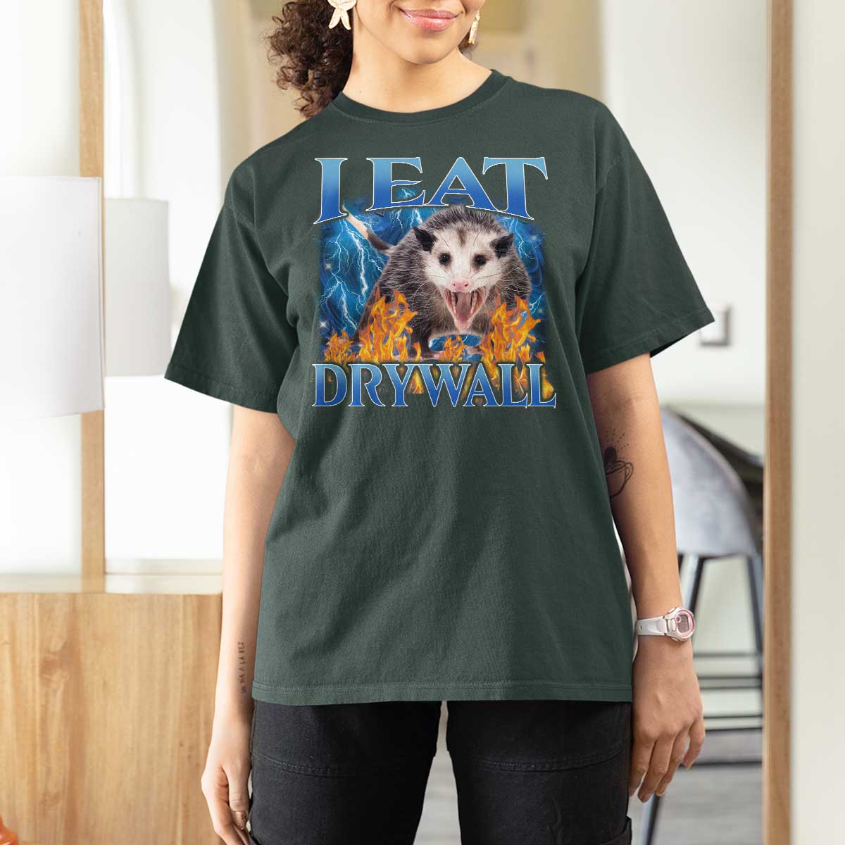 Possum Meme T Shirt For Women I Eat Drywall Opossum Funny Weird Cursed Internet Memes - Wonder Print Shop