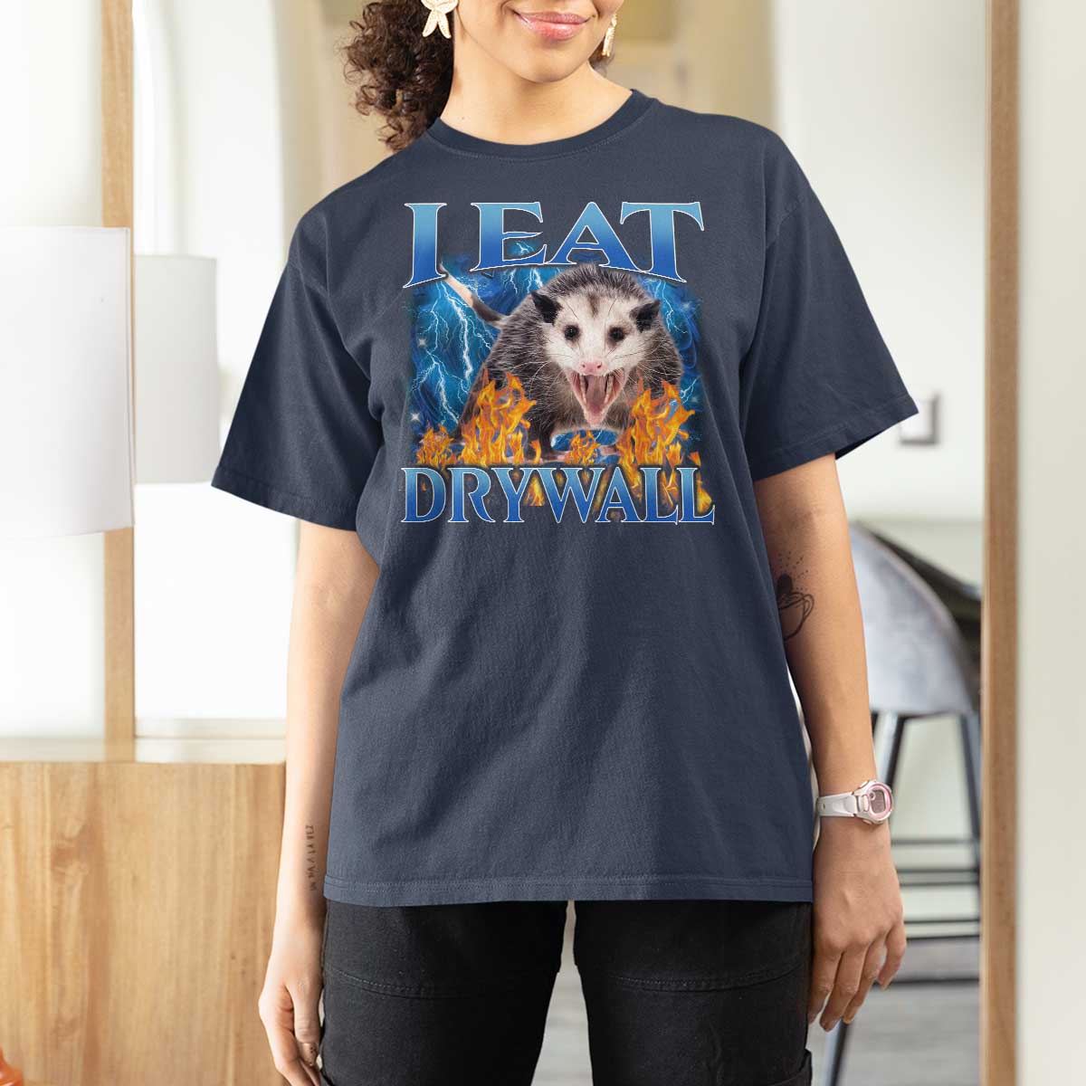 Possum Meme T Shirt For Women I Eat Drywall Opossum Funny Weird Cursed Internet Memes - Wonder Print Shop