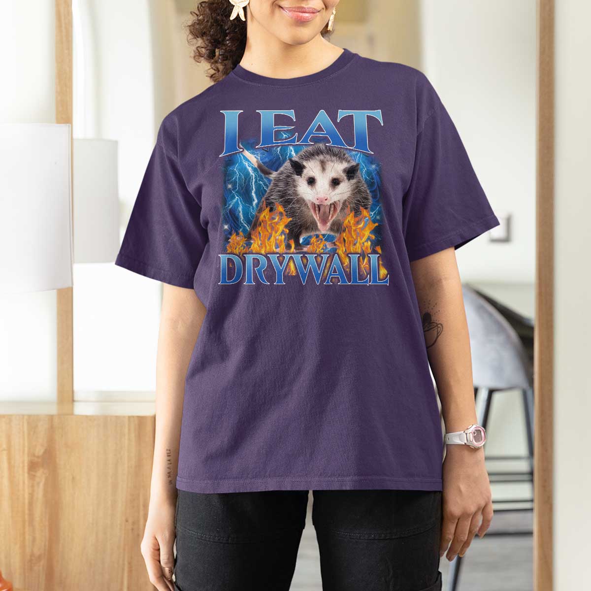Possum Meme T Shirt For Women I Eat Drywall Opossum Funny Weird Cursed Internet Memes - Wonder Print Shop