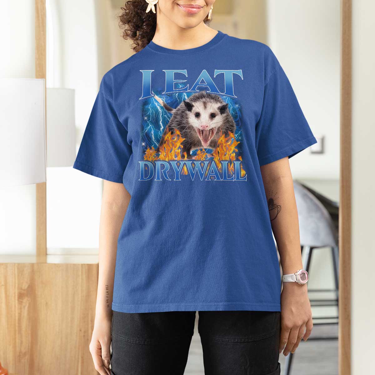 Possum Meme T Shirt For Women I Eat Drywall Opossum Funny Weird Cursed Internet Memes - Wonder Print Shop