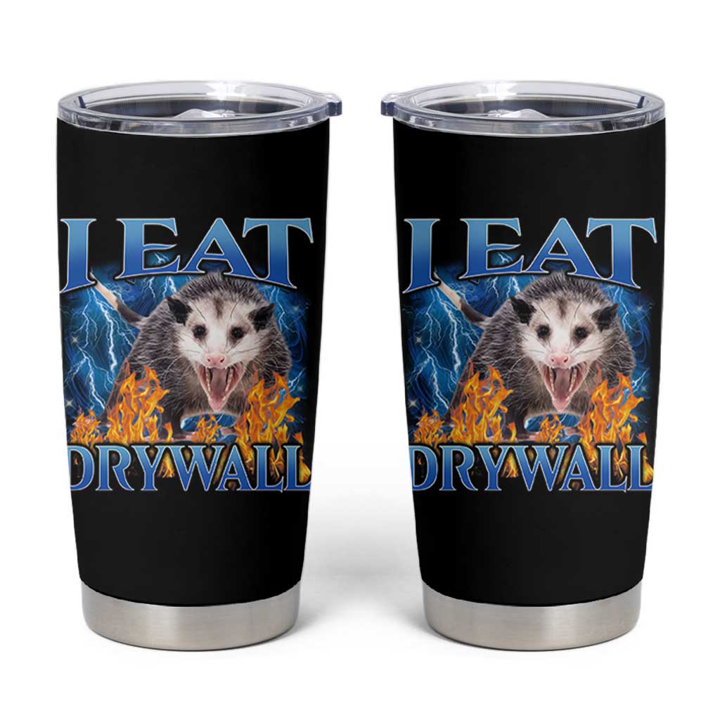 Possum Meme Tumbler Cup I Eat Drywall Opossum Funny Weird Cursed Internet Memes - Wonder Print Shop