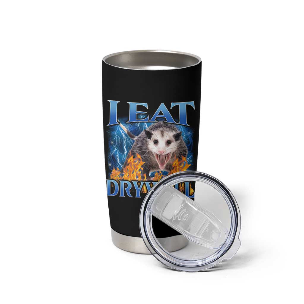 Possum Meme Tumbler Cup I Eat Drywall Opossum Funny Weird Cursed Internet Memes - Wonder Print Shop