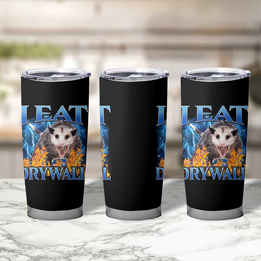 Possum Meme Tumbler Cup I Eat Drywall Opossum Funny Weird Cursed Internet Memes - Wonder Print Shop