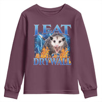 Possum Meme Youth Sweatshirt I Eat Drywall Opossum Funny Weird Cursed Internet Memes - Wonder Print Shop