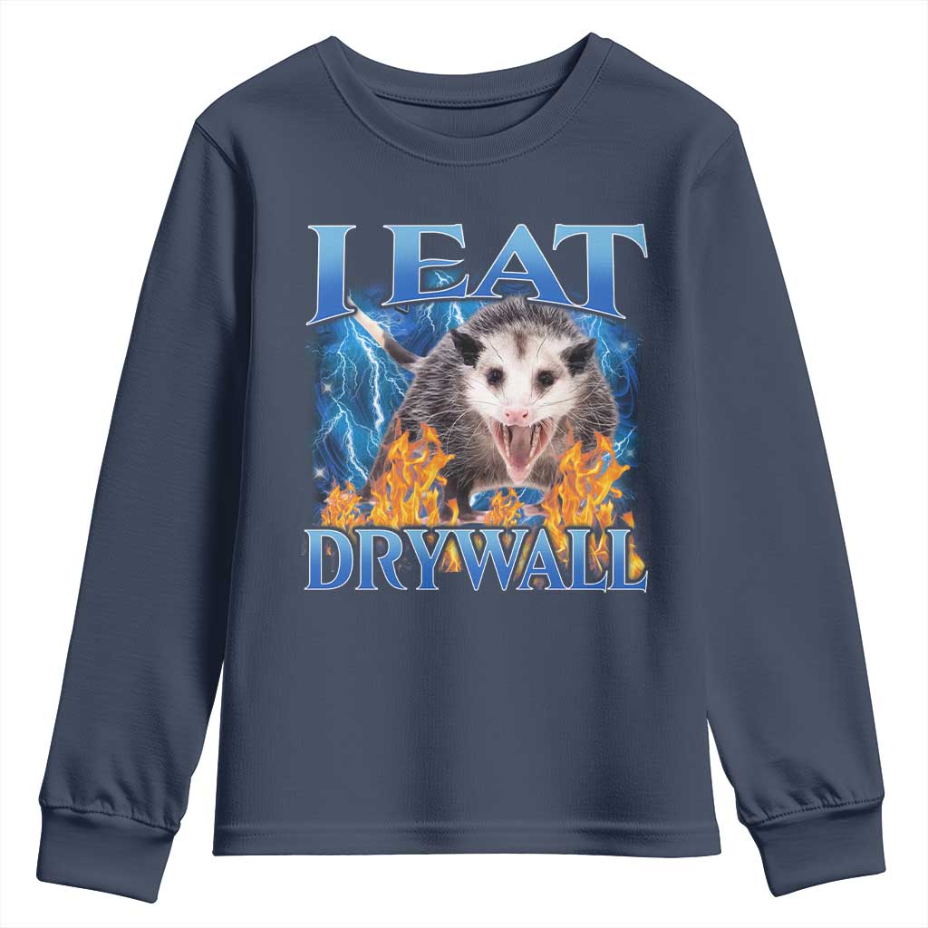 Possum Meme Youth Sweatshirt I Eat Drywall Opossum Funny Weird Cursed Internet Memes - Wonder Print Shop