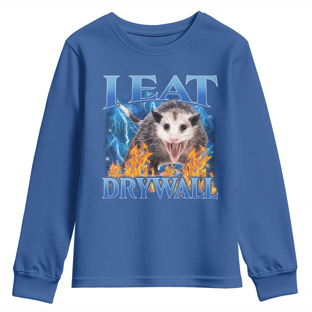 Possum Meme Youth Sweatshirt I Eat Drywall Opossum Funny Weird Cursed Internet Memes - Wonder Print Shop