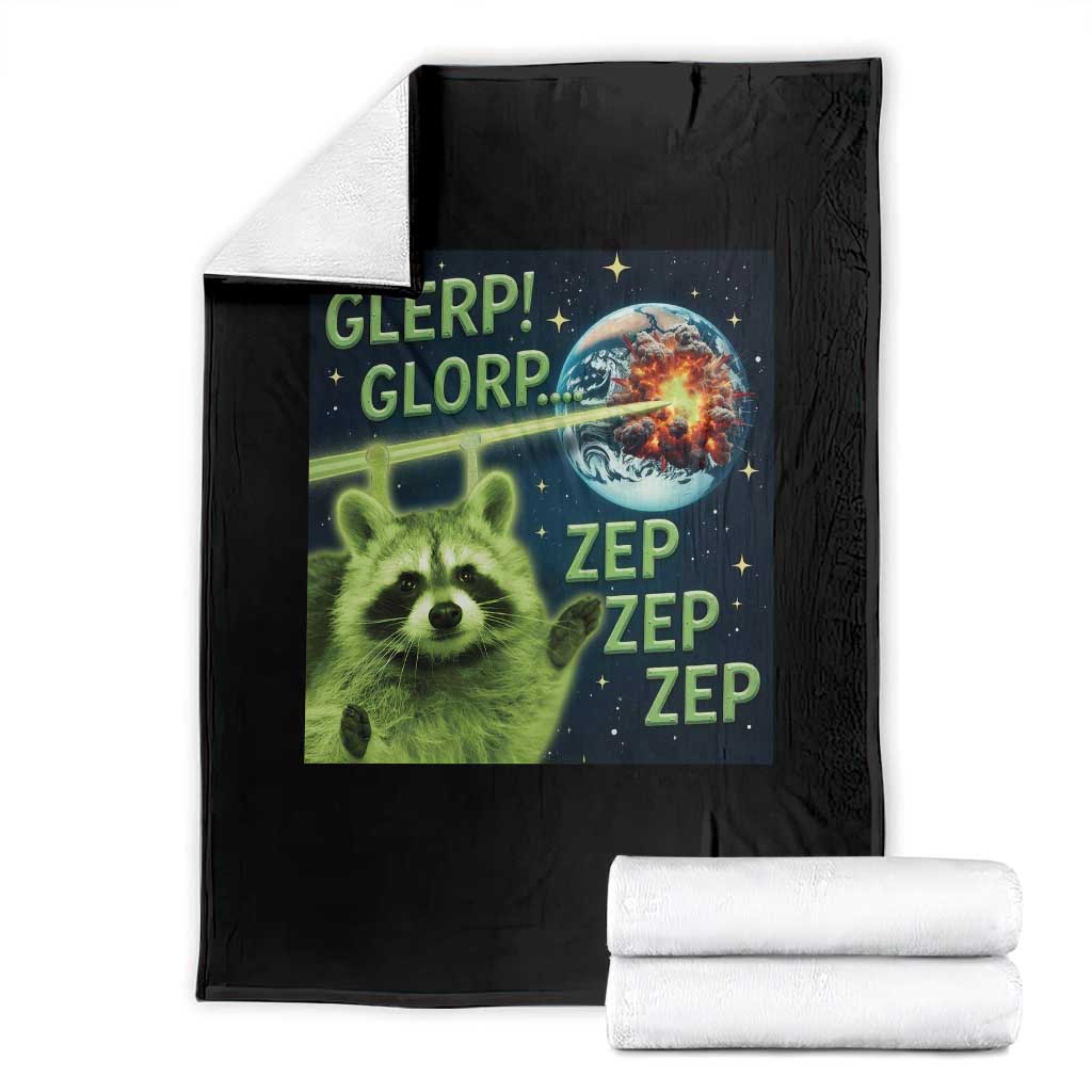 Funny Alien Raccoon Meme Throw Blanket Glerp Glorp Brainrot Stupid Gift - Wonder Print Shop