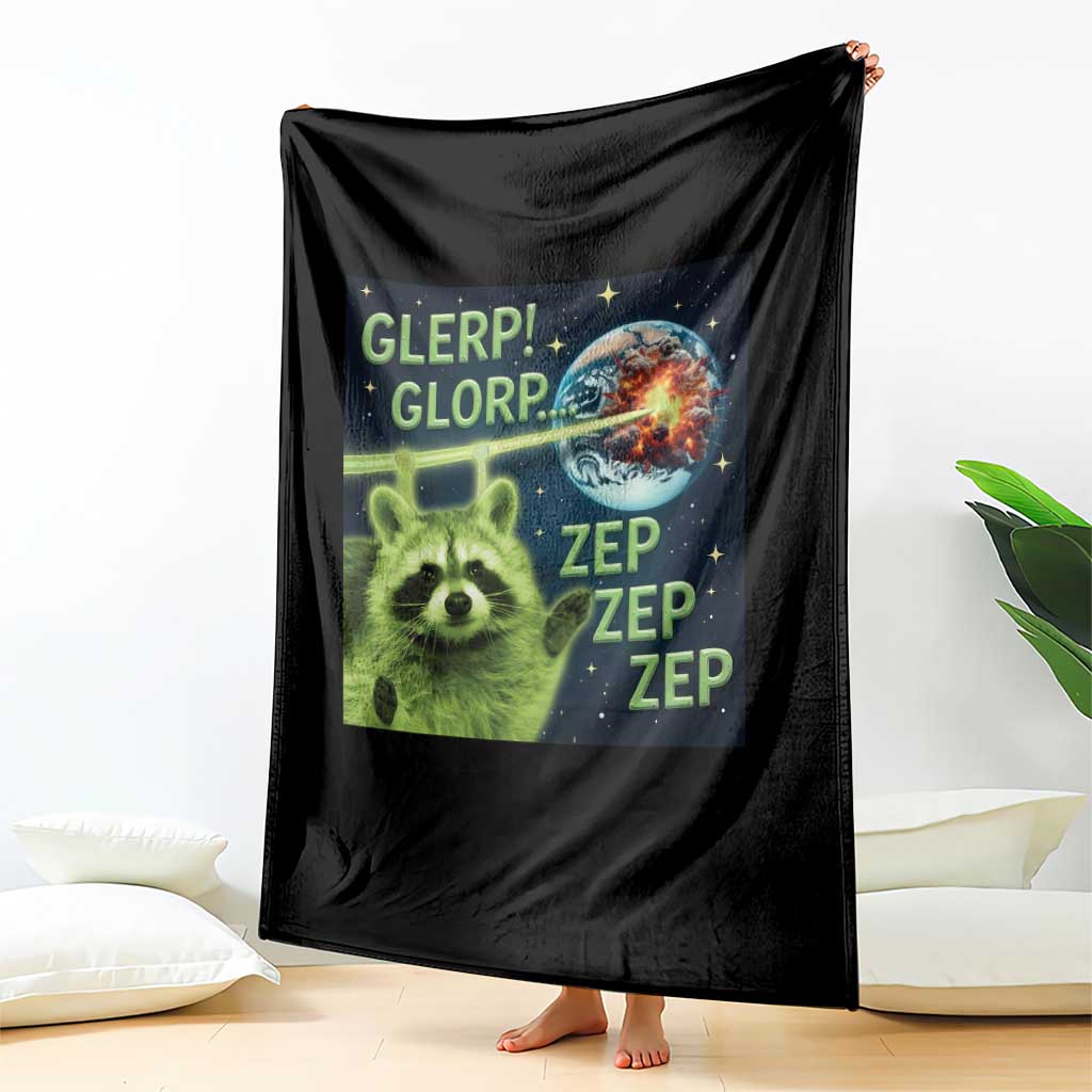 Funny Alien Raccoon Meme Throw Blanket Glerp Glorp Brainrot Stupid Gift - Wonder Print Shop