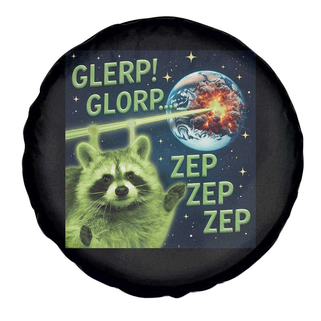 Funny Alien Raccoon Meme Spare Tire Cover Glerp Glorp Brainrot Stupid Gift - Wonder Print Shop