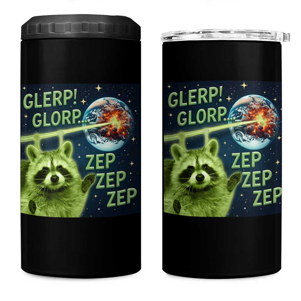 Funny Alien Raccoon Meme 4 in 1 Can Cooler Tumbler Glerp Glorp Brainrot Stupid Gift - Wonder Print Shop