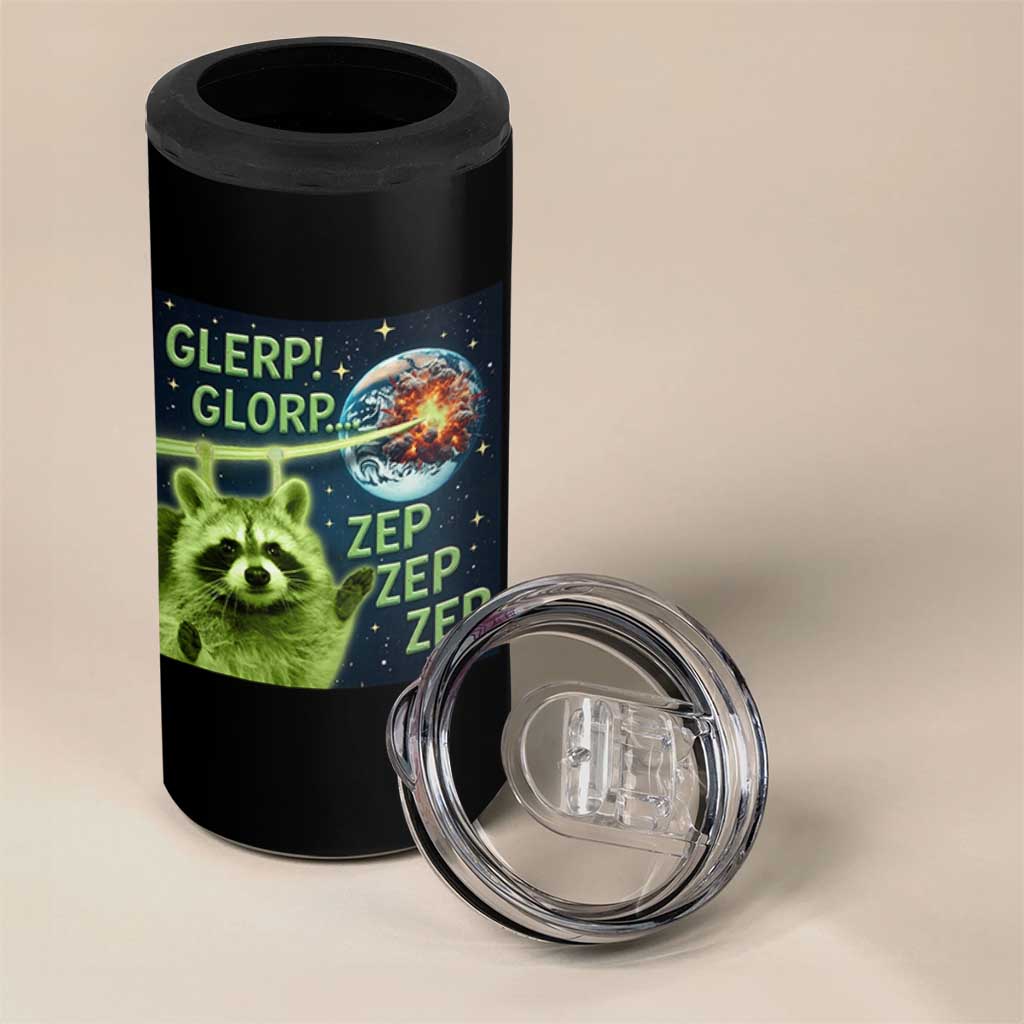 Funny Alien Raccoon Meme 4 in 1 Can Cooler Tumbler Glerp Glorp Brainrot Stupid Gift - Wonder Print Shop