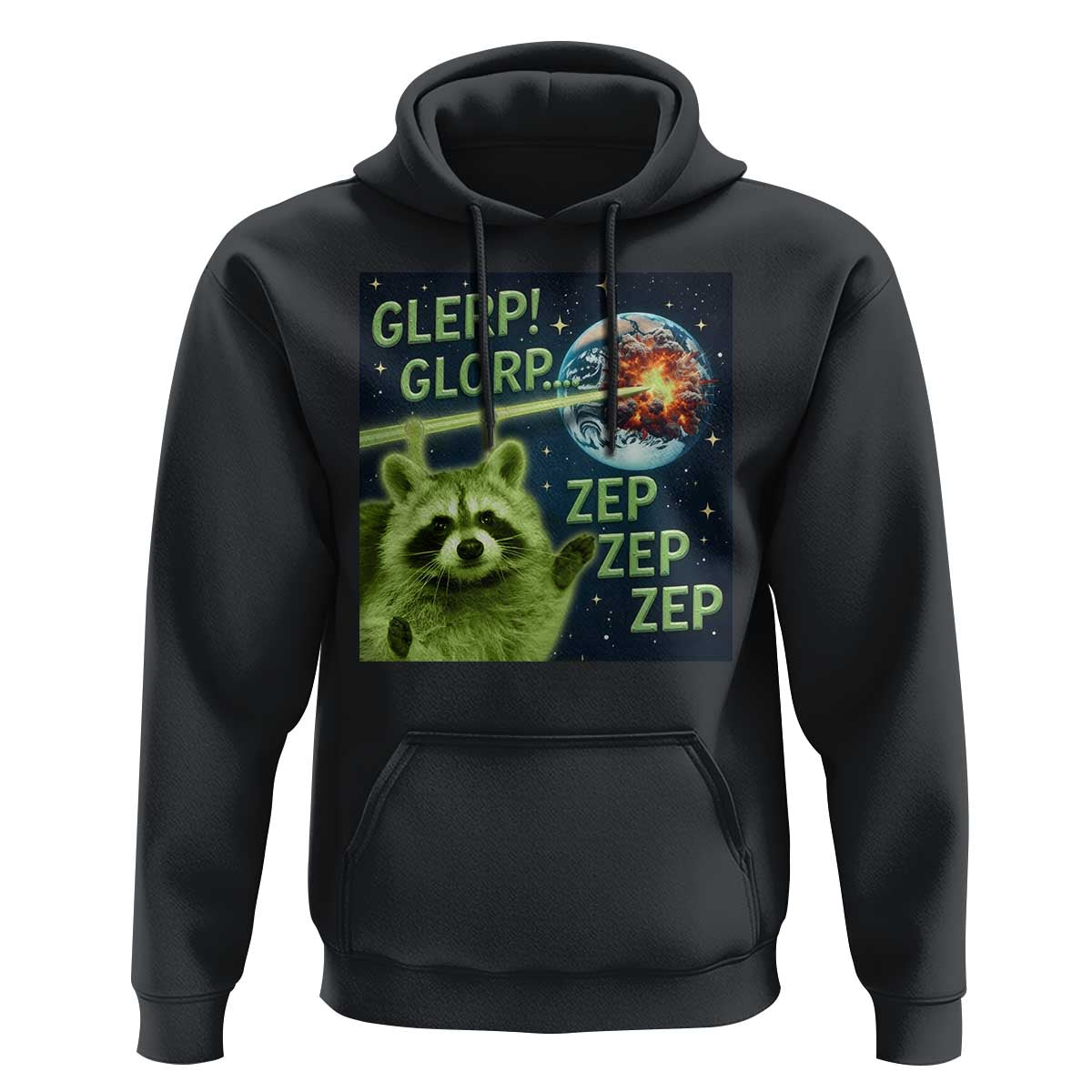 Funny Alien Raccoon Meme Hoodie Glerp Glorp Brainrot Stupid Gift - Wonder Print Shop